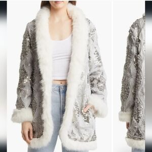 NWT Band of The Free Boho Faux Fur Trim Jacket Size S